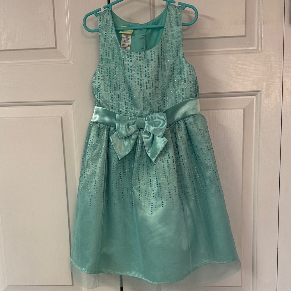 Holiday Editions Glittery Teal Kids Dress